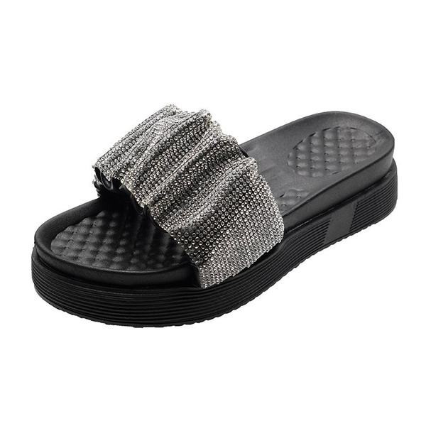 Model nou de papuci de dama cu pietre in doua culori