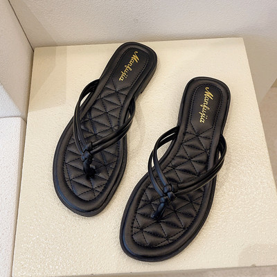 Casual έκοδερμάτινες παντόφλες με επίπεδη σόλα και λεπτά λουράκια