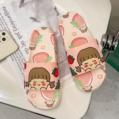 Παντόφλες casual με σόλα από καουτσούκ και έγχρωμη εκτύπωση