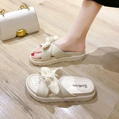 Papuci casual cu bretele incrucisate din material textil si panglica