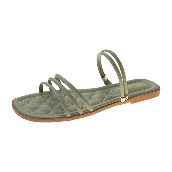 Ikdienas sieviešu čības ar eko ādas lencēm baltā un zaļā krāsā