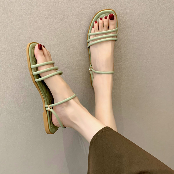 Ikdienas sieviešu čības ar eko ādas lencēm baltā un zaļā krāsā