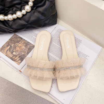 Παντόφλες μοντέρνες γυναίκες με τούλι και πέτρες σε διάφορα χρώματα