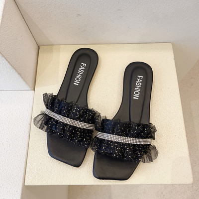 Παντόφλες μοντέρνες γυναίκες με τούλι και πέτρες σε διάφορα χρώματα