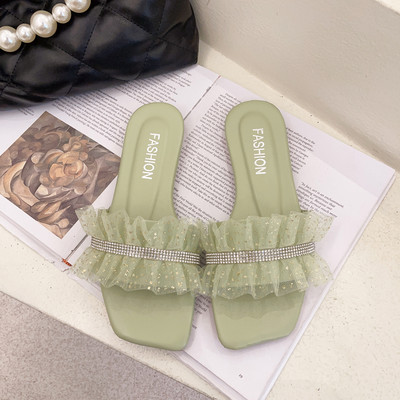 Παντόφλες μοντέρνες γυναίκες με τούλι και πέτρες σε διάφορα χρώματα