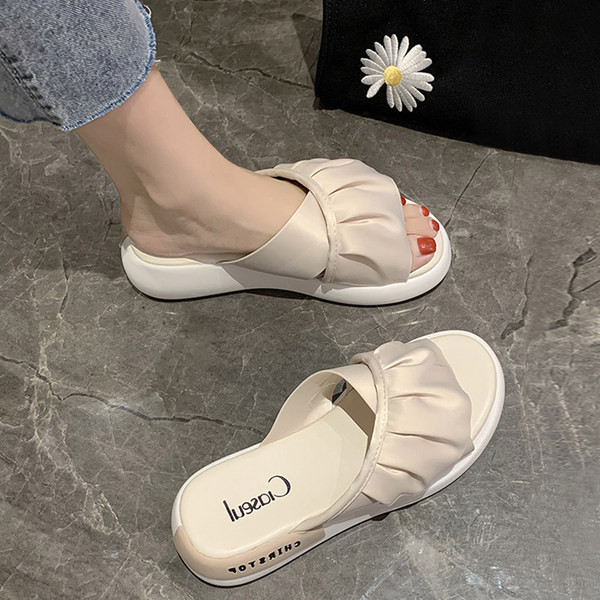 Papuci casual dama cu bretele si bucle din material textil