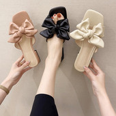 Papuci dama cu panglica - model patrat