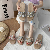 Γυναικείες χρωματιστές παντόφλες με επίπεδη σόλα