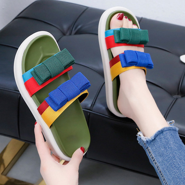 Papuci casual cu panglici textile