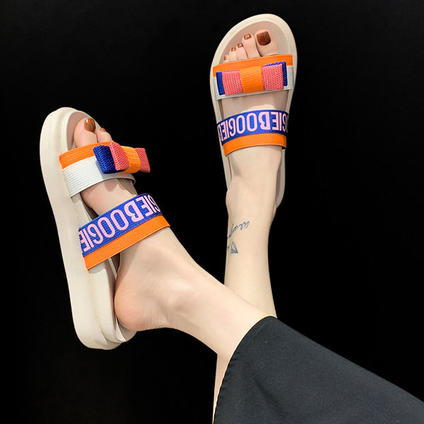 Papuci casual cu panglici textile