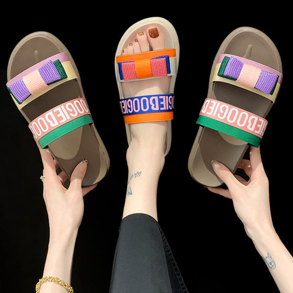 Papuci casual cu panglici textile