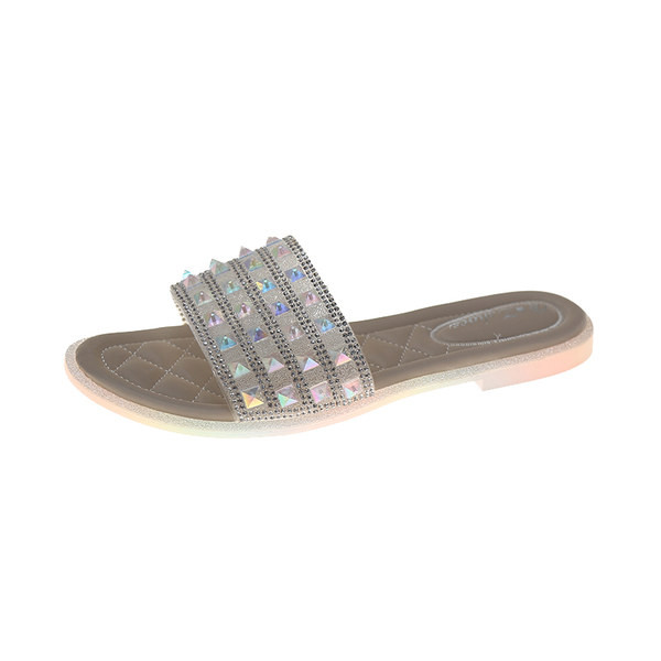 Papuci moderni de dama cu pietre si talpa plata