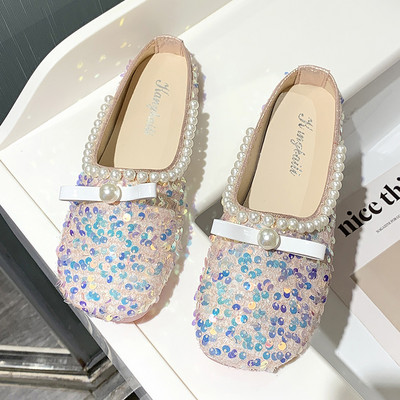 Papuci dama cu panglica si perle