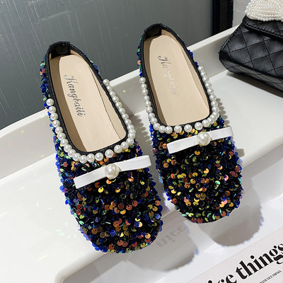 Papuci dama cu panglica si perle