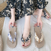 Papuci casual dama intre degete si model floral