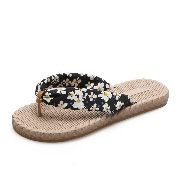 Papuci casual dama intre degete si model floral