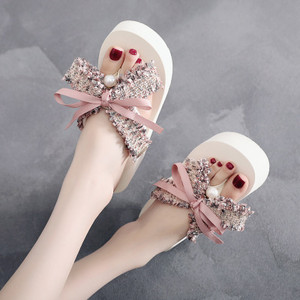 Γυναικείες παντόφλες casual με κορδέλα και πέρλες - δύο μοντέλα