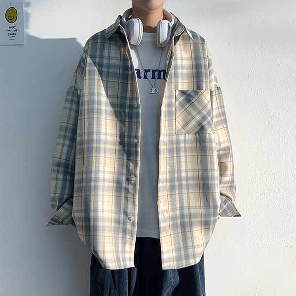 Vīriešu krekls ar pogām un kabatu vairākās krāsās