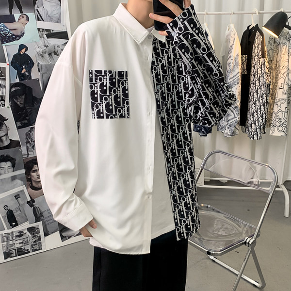 Cămașă pentru bărbați cu mâneci lungi și guler clasic - 5XL