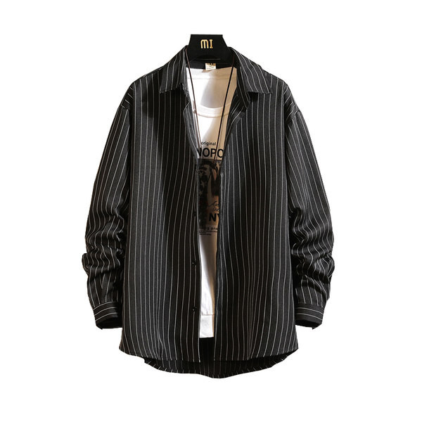 Cămașă bărbați cu dungi cu guler clasic și mâneci lungi