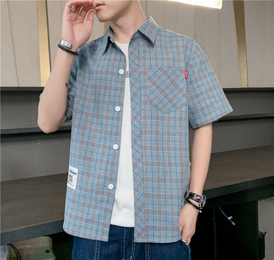 Cămașă bărbați cu mâneci scurte și buzunar - două modele