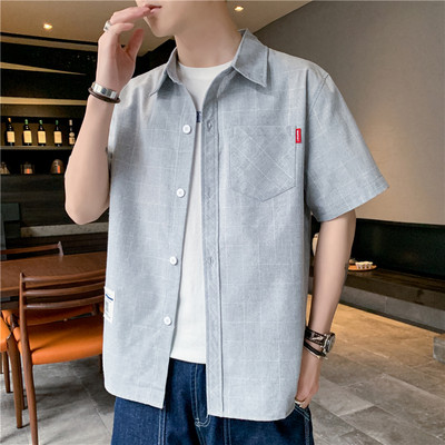 Cămașă bărbați cu mâneci scurte și buzunar - două modele