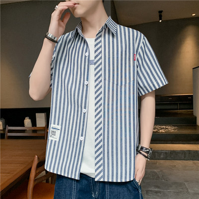 Cămașă bărbați cu mâneci scurte și buzunar - două modele