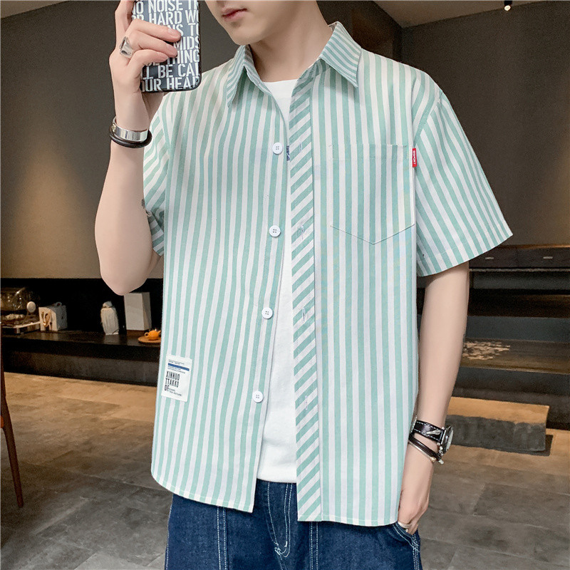 Cămașă bărbați cu mâneci scurte și buzunar - două modele