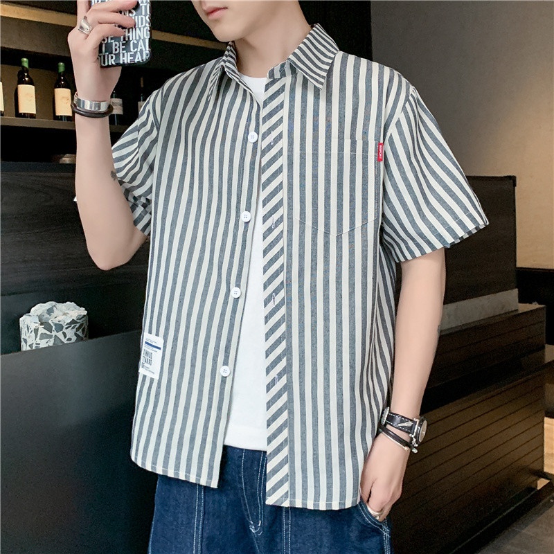 Cămașă bărbați cu mâneci scurte și buzunar - două modele