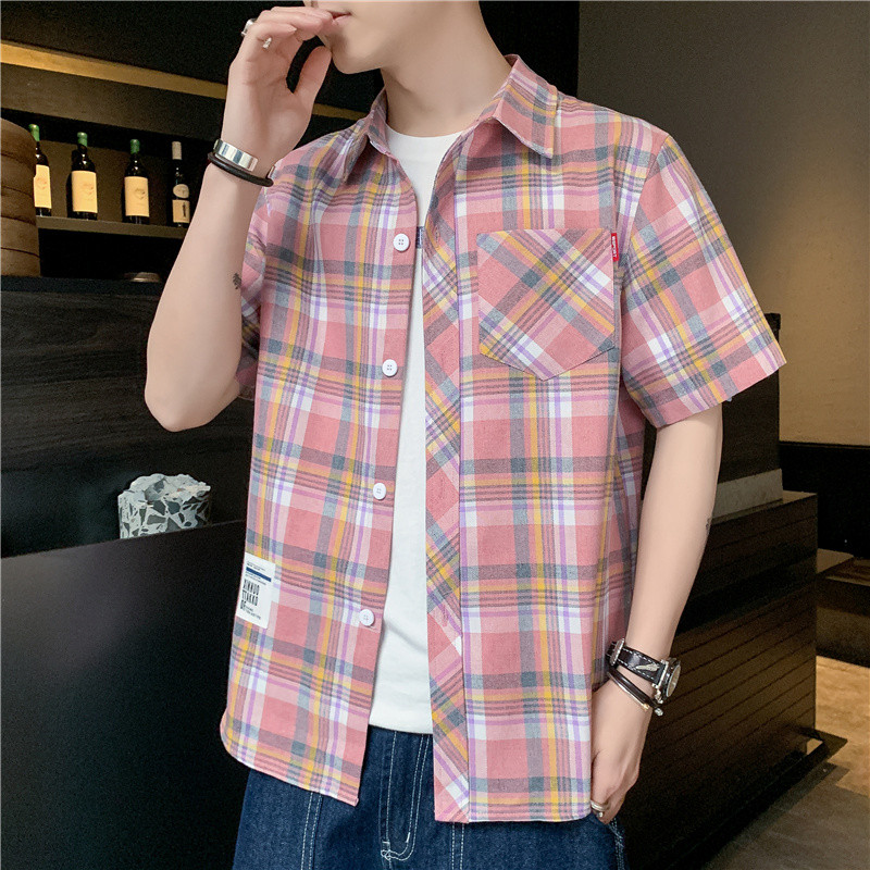 Cămașă bărbați cu mâneci scurte și buzunar - două modele