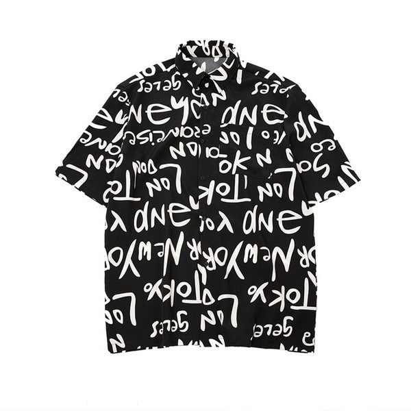 Cămașă largă de vară cu inscripții pentru bărbați