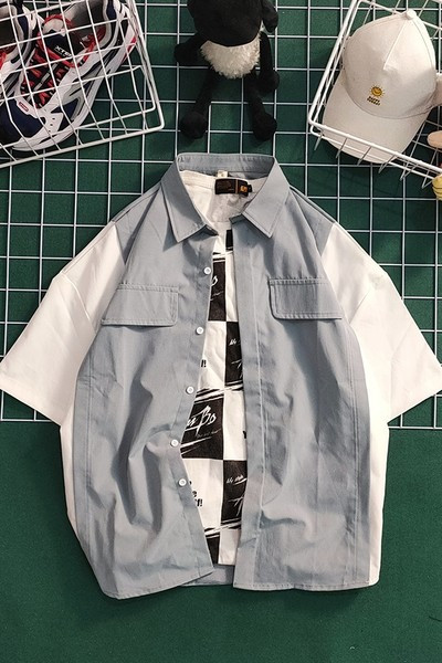 Cămașă casual pentru bărbați cu guler și nasturi clasici