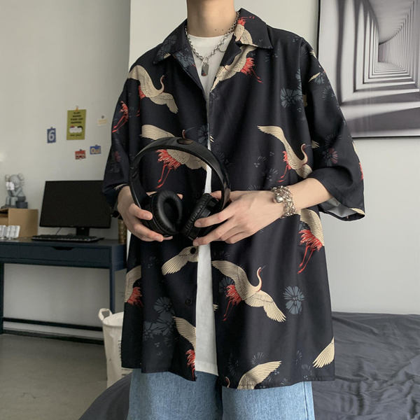 Cămașă largă de vară cu model colorat