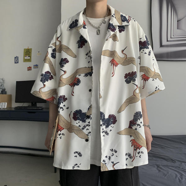 Cămașă largă de vară cu model colorat