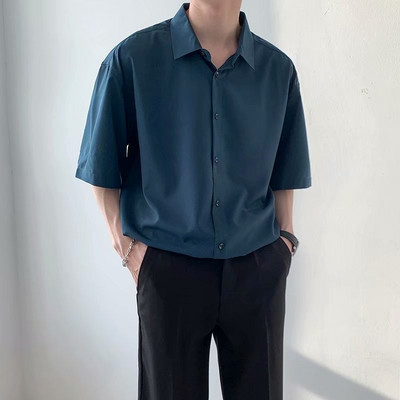 Cămașă modernă pentru bărbați cu guler clasic - mâneci lungi sau scurte