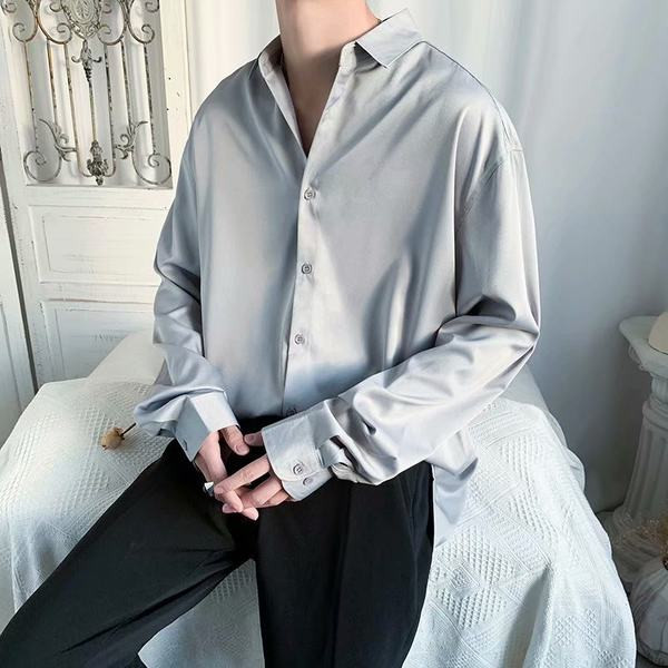 Cămașă modernă pentru bărbați cu guler clasic - mâneci lungi sau scurte