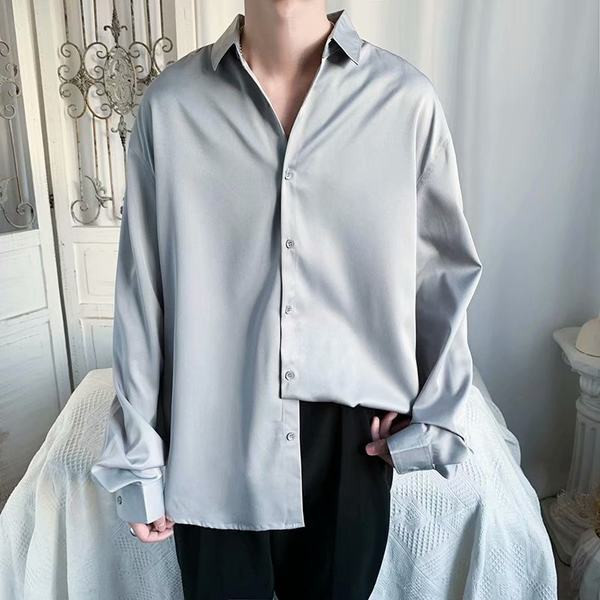 Cămașă modernă pentru bărbați cu guler clasic - mâneci lungi sau scurte