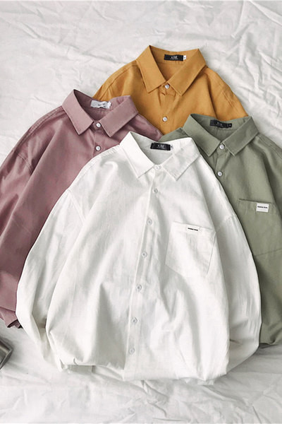 Camasa barbati model uni cu maneci lungi si buzunar