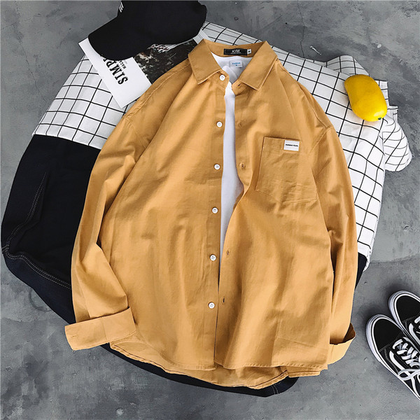 Camasa barbati model uni cu maneci lungi si buzunar