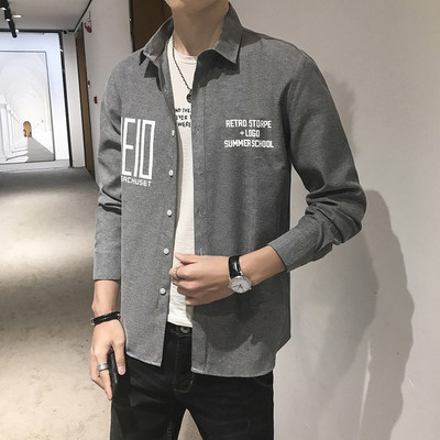 Νέο μοντέλο ανοιξιάτικο πουκάμισο για άντρες με επιγραφές