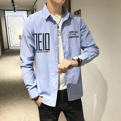 Νέο μοντέλο ανοιξιάτικο πουκάμισο για άντρες με επιγραφές