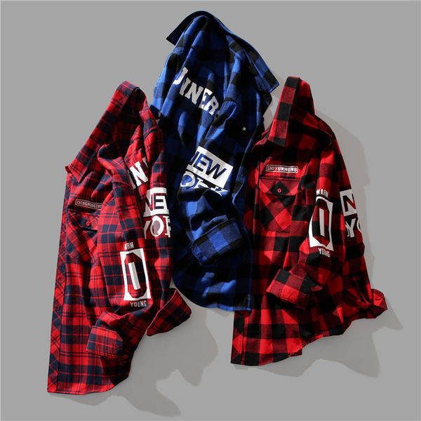 Ανδρικό καρό πουκάμισο με κουμπιά και κλασικό γιακά