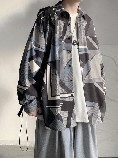 Cămașă bărbătească colorată cu nasturi și model clasic lat cu guler