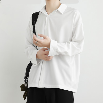 Cămașă elegantă pentru bărbați, cu guler clasic și mâneci lungi-nasturi