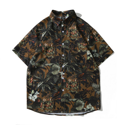 Ikdienas vīriešu krekls ar pogām un ziedu rakstu