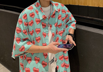 Ανδρικό casual χρωματιστό πουκάμισο με κοντά μανίκια