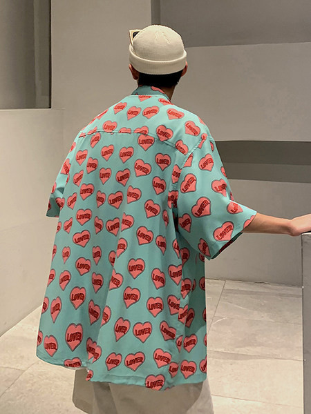 Ανδρικό casual χρωματιστό πουκάμισο με κοντά μανίκια