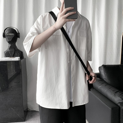 Novi model muške široke košulje sa džepom i 3/4 rukavima