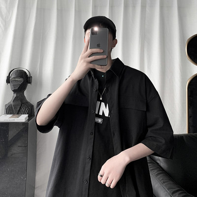 Novi model muške široke košulje sa džepom i 3/4 rukavima