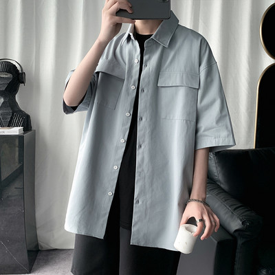 Novi model muške široke košulje sa džepom i 3/4 rukavima